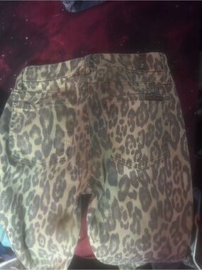 7 For All Mankind Leopard Print Skinny Jeans - Taupe and Gray